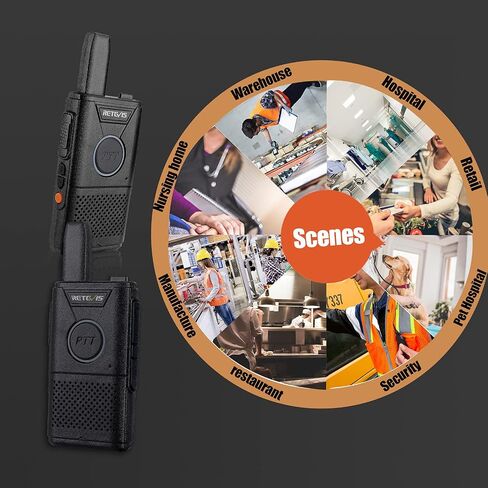 Retevis RT18 Walkie-Talkies, Dual PTT 2 Way Radios, Metal Clip,Small and Compact,Portable FRS Two-Way Radio Rechargeable for Restaurant Family Elderly Event Skiing Gift(4 Pack) in Saudi Arabia
