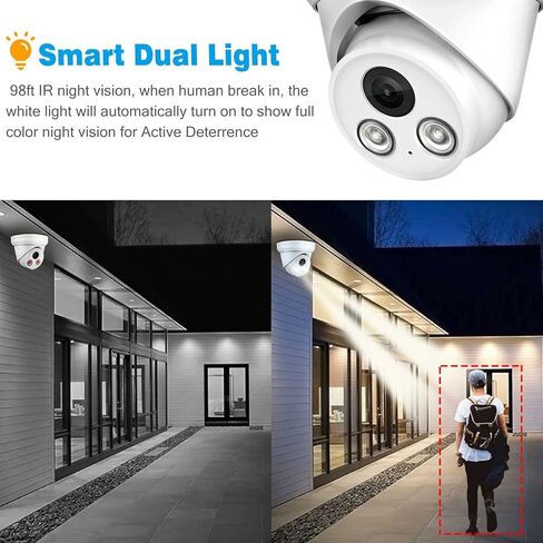 كاميرا VIKYLIN 5MP IP POE للأماكن الخارجية، متوافقة مع رؤية ليلية ذكية ذات لون فاتح مزدوج من Hikvision، الأشعة تحت الحمراء طويلة المدى، ميكروفون مدمج، ردع نشط للكشف البشري، عدسة 2.8 مم، IP67، WDR... in Kuwait