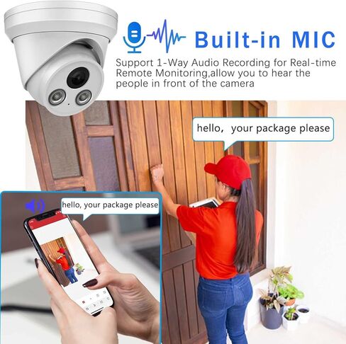 كاميرا VIKYLIN 5MP IP POE للأماكن الخارجية، متوافقة مع رؤية ليلية ذكية ذات لون فاتح مزدوج من Hikvision، الأشعة تحت الحمراء طويلة المدى، ميكروفون مدمج، ردع نشط للكشف البشري، عدسة 2.8 مم، IP67، WDR... in Kuwait