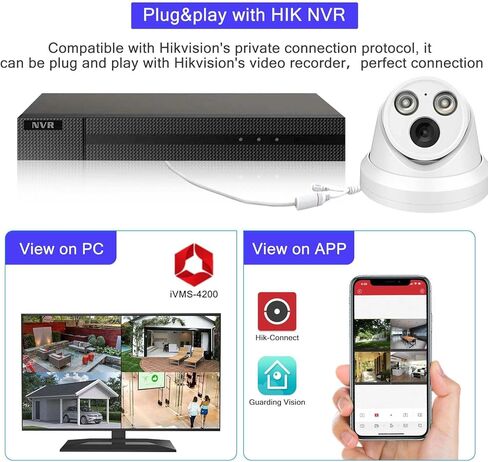 كاميرا VIKYLIN 5MP IP POE للأماكن الخارجية، متوافقة مع رؤية ليلية ذكية ذات لون فاتح مزدوج من Hikvision، الأشعة تحت الحمراء طويلة المدى، ميكروفون مدمج، ردع نشط للكشف البشري، عدسة 2.8 مم، IP67، WDR... in Kuwait