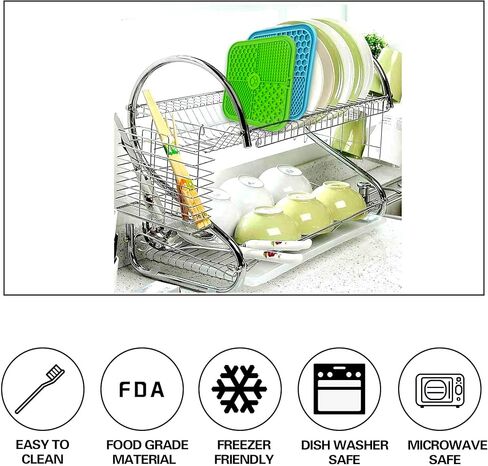 Bikabpet Lick mat for Dogs, Peanut Butter and Slow Feeders for Dogs, Dog Lick Mat with Suction Cups, Apply Dog Bath Grooming to Divert Anxiety，Silicone Scraper and scrubbing Brush (Blue+Green01) in Kuwait