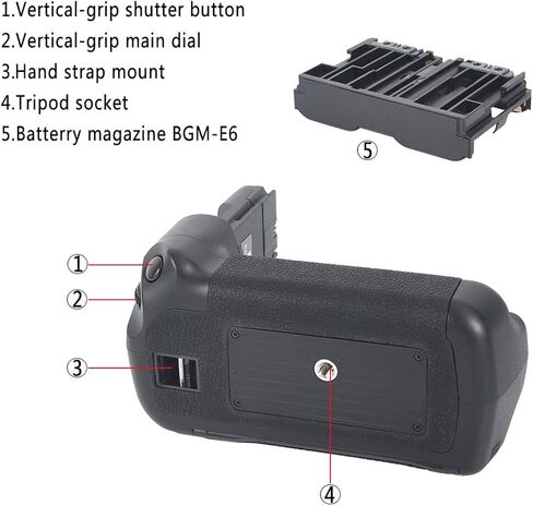DSTE Replacement for Pro IR Remote BG-E6 BGE6 Vertical Battery Grip Compatible Canon EOS 5D Mark II 5D2 Camera as LP-E6 LP-E6N in Saudi Arabia