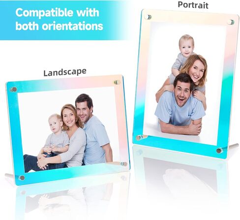 إطار صور NiHome مع مسند دعم 5x7 بوصة، إطار صور رفيع من الأكريليك بألوان قزحية اللون بمقاس كامل 8.4x6.5 سطح المكتب أفقي قائم قائمة بذاتها وديكور المكتب المنزلي الحديث in Saudi Arabia