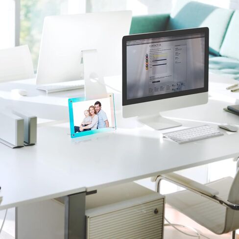 إطار صور NiHome مع مسند دعم 5x7 بوصة، إطار صور رفيع من الأكريليك بألوان قزحية اللون بمقاس كامل 8.4x6.5 سطح المكتب أفقي قائم قائمة بذاتها وديكور المكتب المنزلي الحديث in Saudi Arabia