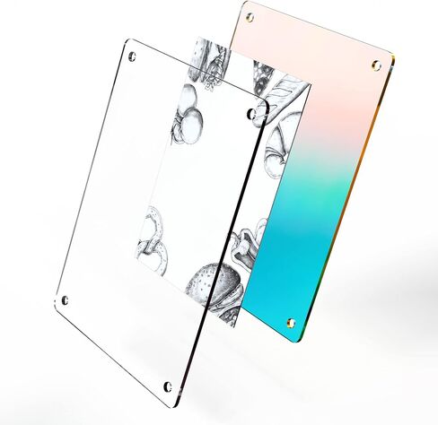 إطار صور NiHome مع مسند دعم 5x7 بوصة، إطار صور رفيع من الأكريليك بألوان قزحية اللون بمقاس كامل 8.4x6.5 سطح المكتب أفقي قائم قائمة بذاتها وديكور المكتب المنزلي الحديث in Saudi Arabia