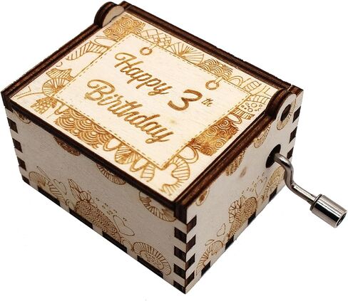 صندوق موسيقى خشبي من ukebobo - صندوق موسيقى عيد ميلاد سعيد، هدايا لعيد الميلاد الثالث، ديكورات حفلات أعياد الميلاد بعمر 3 سنوات - مجموعة واحدة (3th-01) in Kuwait