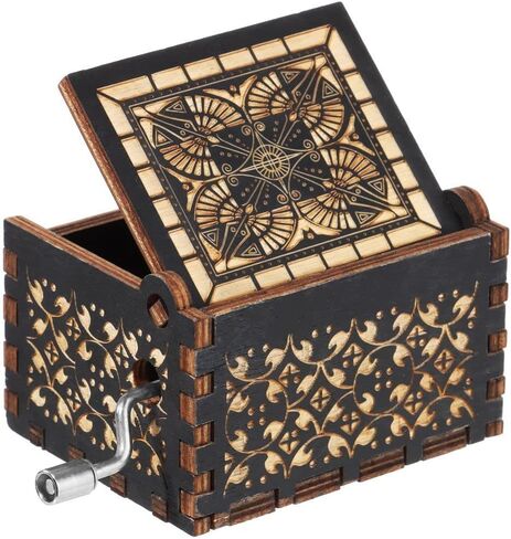 HomeSoGood You are My Sunshine Music Box صناديق موسيقية خشبية منقوشة يدويًا باللون الأسود مناسبة لهدايا أعياد الميلاد وعيد الميلاد وعيد الحب (2.55 بوصة) in Saudi Arabia