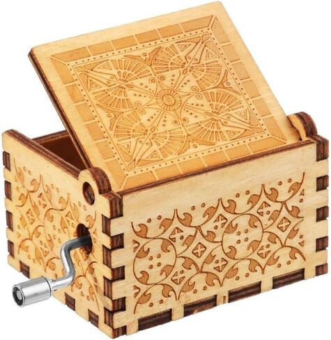 HomeSoGood You are My Sunshine Music Box صناديق موسيقية خشبية منقوشة يدويًا باللون الأسود مناسبة لهدايا أعياد الميلاد وعيد الميلاد وعيد الحب (2.55 بوصة) in Saudi Arabia