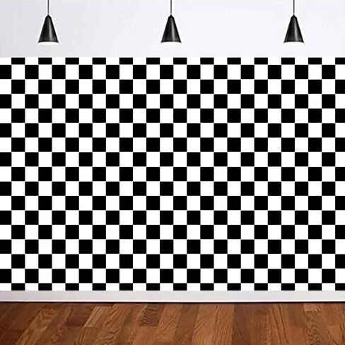 7x5FT Black and White Checkered Chessboard Theme Photography Background Children's Birthday Party Decoration Supplies Banner Photo Backdrop Studio Props in Saudi Arabia