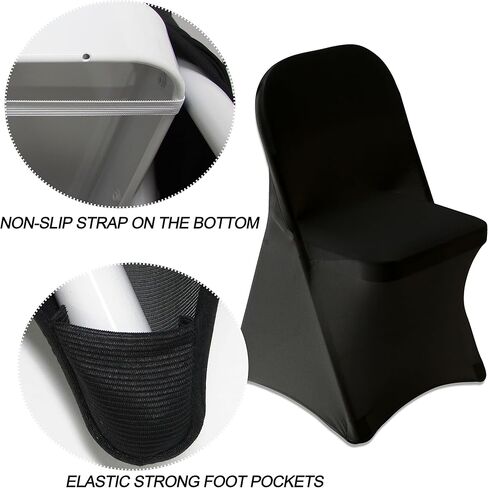 36 قطعة من غطاء كرسي قابل للطي مصنوع من الألياف اللدنة باللون الأسود لحفلات الزفاف وحفلات الطعام in Kuwait