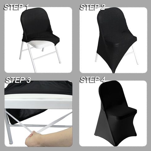 36 قطعة من غطاء كرسي قابل للطي مصنوع من الألياف اللدنة باللون الأسود لحفلات الزفاف وحفلات الطعام in Kuwait