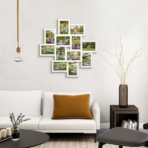 J.M.Deco 12 Opening Collage Picture Frames Wall Decor, 4x6 Collage Photo Frames with Metal hooks, Picture Frame Set for Home Decoration Christmas Gifts, Assembly Required, White in Saudi Arabia