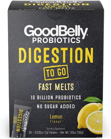 GoodBelly to Go™ Fast Melts - Promotes Healthy Digestion Through Live Probiotics for Women & Men, Lemon Flavor, 30 On-The-Go Packets in Saudi Arabia