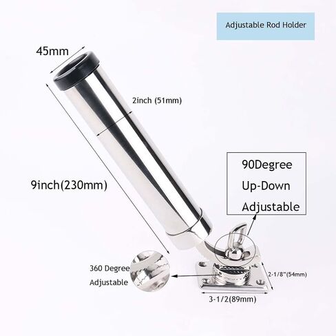 عمود صيد قابل للتعديل 360 درجة من FUTURUP حامل قضيب من الفولاذ المقاوم للصدأ حامل سطح جبل قاعدة مستطيلة للقارب البحرية اليخت RV in Kuwait