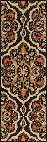 سجادة Maples Rugs Vivian Medallion Runner سجادة غير قابلة للانزلاق لدخول المدخل [صنع في الولايات المتحدة الأمريكية]، 2 × 6، صدأ in Kuwait