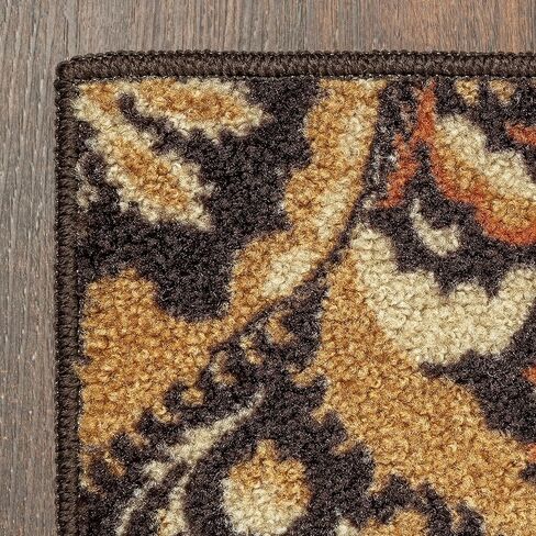 سجادة Maples Rugs Vivian Medallion Runner سجادة غير قابلة للانزلاق لدخول المدخل [صنع في الولايات المتحدة الأمريكية]، 2 × 6، صدأ in Kuwait