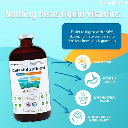 LIQUIDHEALTH Ultra Immunity Liquid Vitamin Bundle for Adults with Complete Multivitamin, Daily Multi Minerals and Vegan Vitamin D3 Drops - Immune Support Vitamins, Whole Foods, Vegan, Non GMO in Saudi Arabia