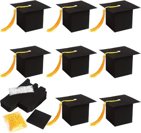 CCINEE Graduation Candy Boxes,30pcs DIY Grad Cap Box for Graduation Gift Graduation Party Favors Chocolate Sweet Box Graduate Decorations Souvenir Graduation Ceremony Supplies (Black) in Saudi Arabia
