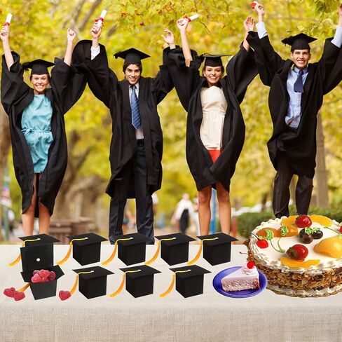 CCINEE Graduation Candy Boxes,30pcs DIY Grad Cap Box for Graduation Gift Graduation Party Favors Chocolate Sweet Box Graduate Decorations Souvenir Graduation Ceremony Supplies (Black) in Saudi Arabia