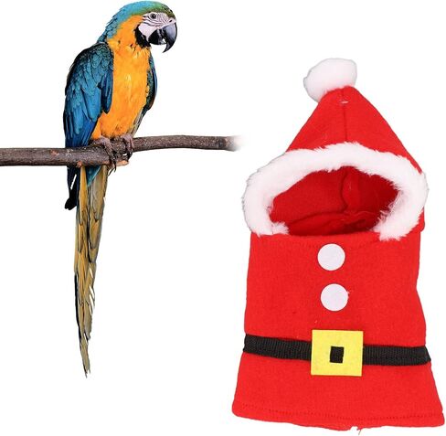 Zerodis Bird Clothes,Cute Warm Plush Hoodie Parrot Christmas Costume Parakeet Cockatiel Flight Clothes for Christmas Party Birthday Pet Shows Cosplay Photo Prop(XS) in Saudi Arabia