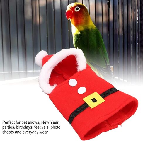 Zerodis Bird Clothes,Cute Warm Plush Hoodie Parrot Christmas Costume Parakeet Cockatiel Flight Clothes for Christmas Party Birthday Pet Shows Cosplay Photo Prop(XS) in Saudi Arabia