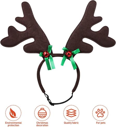POPETPOP Christmas Pet Headband, Dog Christmas Elk Reindeer Antlers Headbands Set Pet Christmas Costume Accessories Headwear in Saudi Arabia