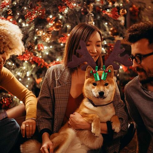 POPETPOP Christmas Pet Headband, Dog Christmas Elk Reindeer Antlers Headbands Set Pet Christmas Costume Accessories Headwear in Saudi Arabia