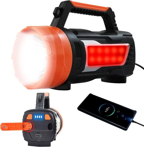 ErayLife Rechargeable Hand Crank Flashlight, LED, Adjustable Light Modes, 4800mAh Battery, 10 Hours of Continuous Lighting in Saudi Arabia