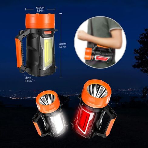 ErayLife Rechargeable Hand Crank Flashlight, LED, Adjustable Light Modes, 4800mAh Battery, 10 Hours of Continuous Lighting in Saudi Arabia