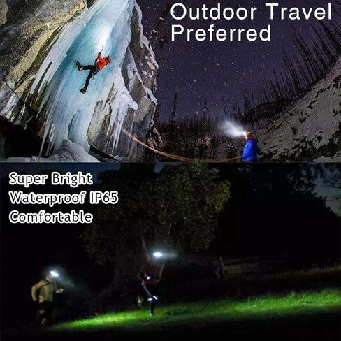 LETOUR LED Headlamp 1800 Lumen Rechargeable Headlamp COB High Bright Headlight 4500mAh 3 Modes Adjustable IP65 Waterproof Work Light for Hard Hat Camping Cycling Fishing Outdoor Gift for Men in Kuwait