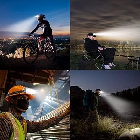 LETOUR LED Headlamp 1800 Lumen Rechargeable Headlamp COB High Bright Headlight 4500mAh 3 Modes Adjustable IP65 Waterproof Work Light for Hard Hat Camping Cycling Fishing Outdoor Gift for Men in Kuwait