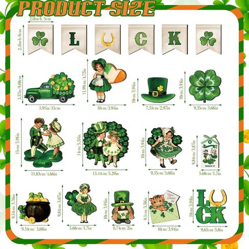 19 Pcs St. Patrick's Day Tiered Tray Decor Shamrock Wooden Tiered Tray Decorations Irish Festival Wood Sign Farmhouse Rustic Table Centerpiece Blocks for Home Table Houseroom(Elegant Style) in Saudi Arabia