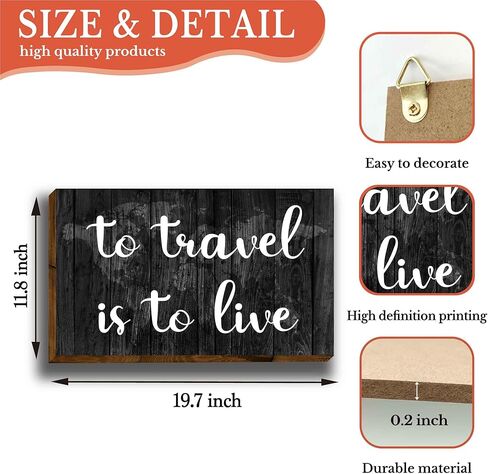 علامات خشبية ملهمة للسفر من HIWERAN، للسفر هو العيش في الفن المضحك، اقتباسات ريفية عتيقة لديكور الحائط الريفي، ديكور المزرعة، ديكور معلق للمنزل، البار، المطعم، المقهى، المكتب، النادي-77 in Kuwait