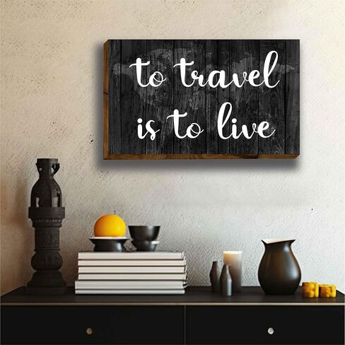 علامات خشبية ملهمة للسفر من HIWERAN، للسفر هو العيش في الفن المضحك، اقتباسات ريفية عتيقة لديكور الحائط الريفي، ديكور المزرعة، ديكور معلق للمنزل، البار، المطعم، المقهى، المكتب، النادي-77 in Kuwait