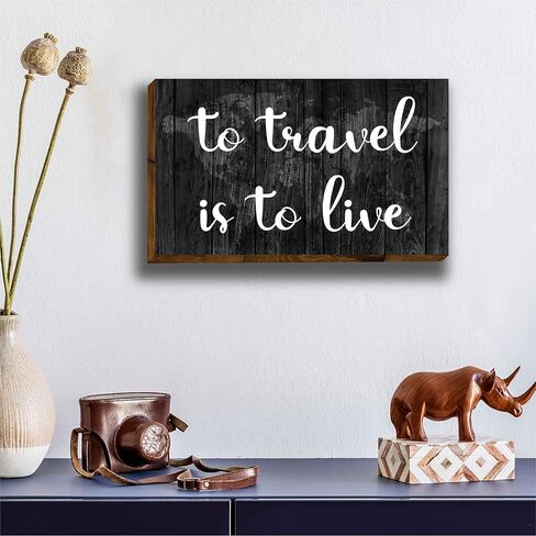 علامات خشبية ملهمة للسفر من HIWERAN، للسفر هو العيش في الفن المضحك، اقتباسات ريفية عتيقة لديكور الحائط الريفي، ديكور المزرعة، ديكور معلق للمنزل، البار، المطعم، المقهى، المكتب، النادي-77 in Kuwait