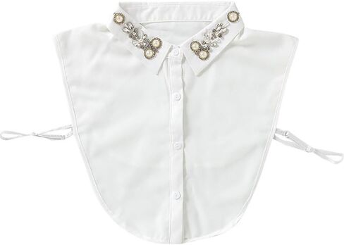 Booluee Pearl Rhinestone Peter Pan Fake Collar Detachable Half Shirt Dickey False Collar in Kuwait