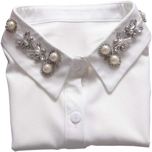 Booluee Pearl Rhinestone Peter Pan Fake Collar Detachable Half Shirt Dickey False Collar in Kuwait