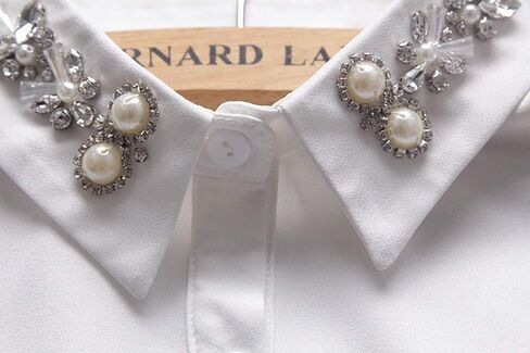 Booluee Pearl Rhinestone Peter Pan Fake Collar Detachable Half Shirt Dickey False Collar in Kuwait