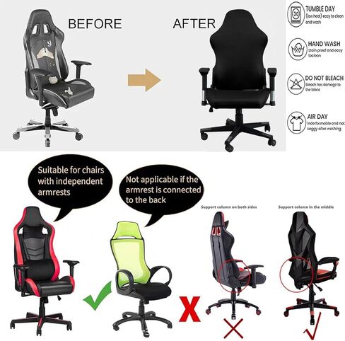Ergonomic Office Chair Slipcovers with armrest Covers Stretchy Water Repellent Covers for Adults Video Game Reclining Racing Gaming (No Chair) (Pink)… in Kuwait
