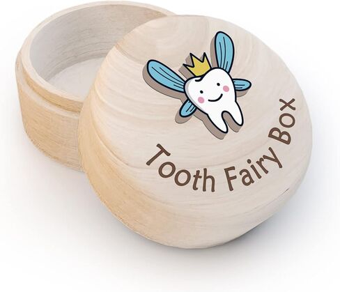 Azbuk Tooth Fairy Box for Girls, Cute Carved Wooden Box with 3D Tooth, Stores Lost Teeth for Kids, Souvenir Dropped Tooth Keepsake Storage Box Gift for Little Girl-48 in Kuwait