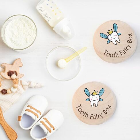 Azbuk Tooth Fairy Box for Girls, Cute Carved Wooden Box with 3D Tooth, Stores Lost Teeth for Kids, Souvenir Dropped Tooth Keepsake Storage Box Gift for Little Girl-48 in Kuwait