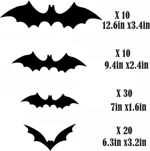Halloween Bats Wall Decor,70PCS Realistic PVC 3D Bat Sticker 4 Different Sizes Black Bats Sticker for Hallowmas Party Supplies in Kuwait
