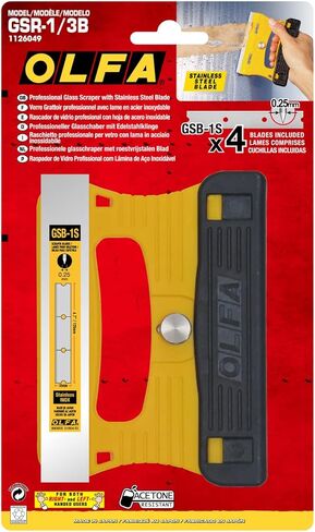 OLFA 120mm Multi Grip Razor Scraper (GSR-1/3B) - Stainless Steel Razor Blade Scraper Tool with Blade Guard & Non Slip Handle for Glass, Paint, Floors, Replacement Blades: OLFA 120mm GSB-1S Blades in Kuwait