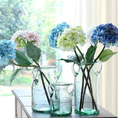 Noah Decoration Double Ear Hand-Blown and Handmade Transparent Flower and Filler Bubble Glass for Home and Wedding Indoor and Outdoor Decoration 10 inch Tall Size Medium… in Saudi Arabia
