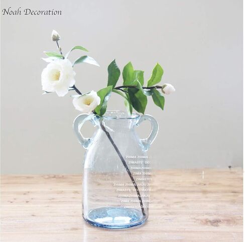 Noah Decoration Double Ear Hand-Blown and Handmade Transparent Flower and Filler Bubble Glass for Home and Wedding Indoor and Outdoor Decoration 10 inch Tall Size Medium… in Saudi Arabia