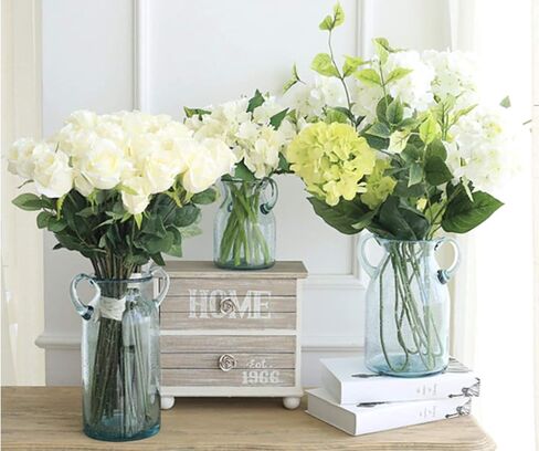 Noah Decoration Double Ear Hand-Blown and Handmade Transparent Flower and Filler Bubble Glass for Home and Wedding Indoor and Outdoor Decoration 10 inch Tall Size Medium… in Saudi Arabia
