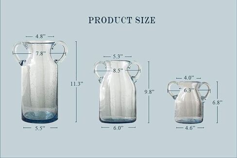 Noah Decoration Double Ear Hand-Blown and Handmade Transparent Flower and Filler Bubble Glass for Home and Wedding Indoor and Outdoor Decoration 10 inch Tall Size Medium… in Saudi Arabia