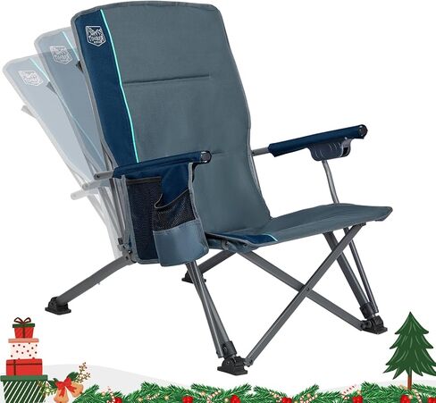 تيمبر ريدج كرسي شاطئ منخفض للبالغين بـ 3 اوضاع قابل للتعديل وظهر عالي التحمل مع حامل اكواب وشنطة حمل بسعة 300 باوند، ازرق in Kuwait