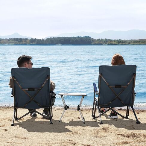 تيمبر ريدج كرسي شاطئ منخفض للبالغين بـ 3 اوضاع قابل للتعديل وظهر عالي التحمل مع حامل اكواب وشنطة حمل بسعة 300 باوند، ازرق in Kuwait