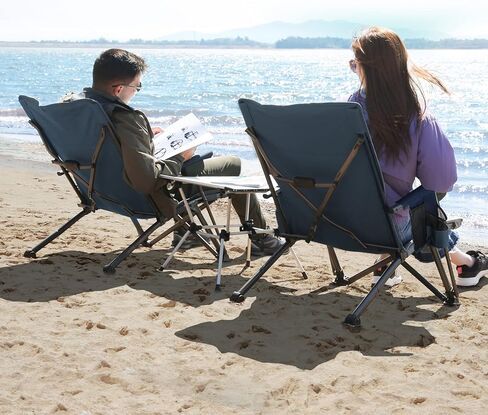 تيمبر ريدج كرسي شاطئ منخفض للبالغين بـ 3 اوضاع قابل للتعديل وظهر عالي التحمل مع حامل اكواب وشنطة حمل بسعة 300 باوند، ازرق in Kuwait